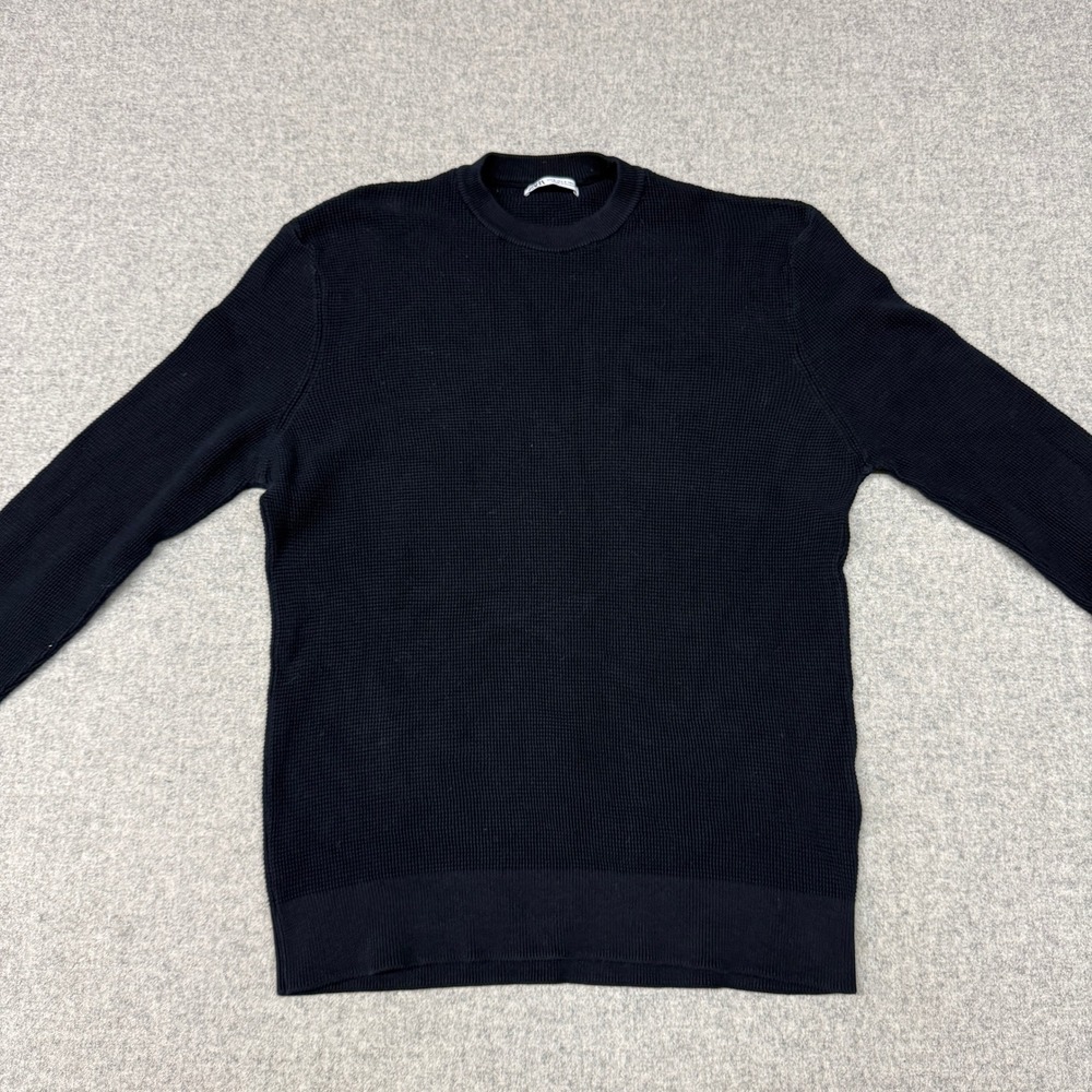 Zara | Waffle Knit Sweater | Small | Navy Blue | 100% Cotton Crew Neck Top